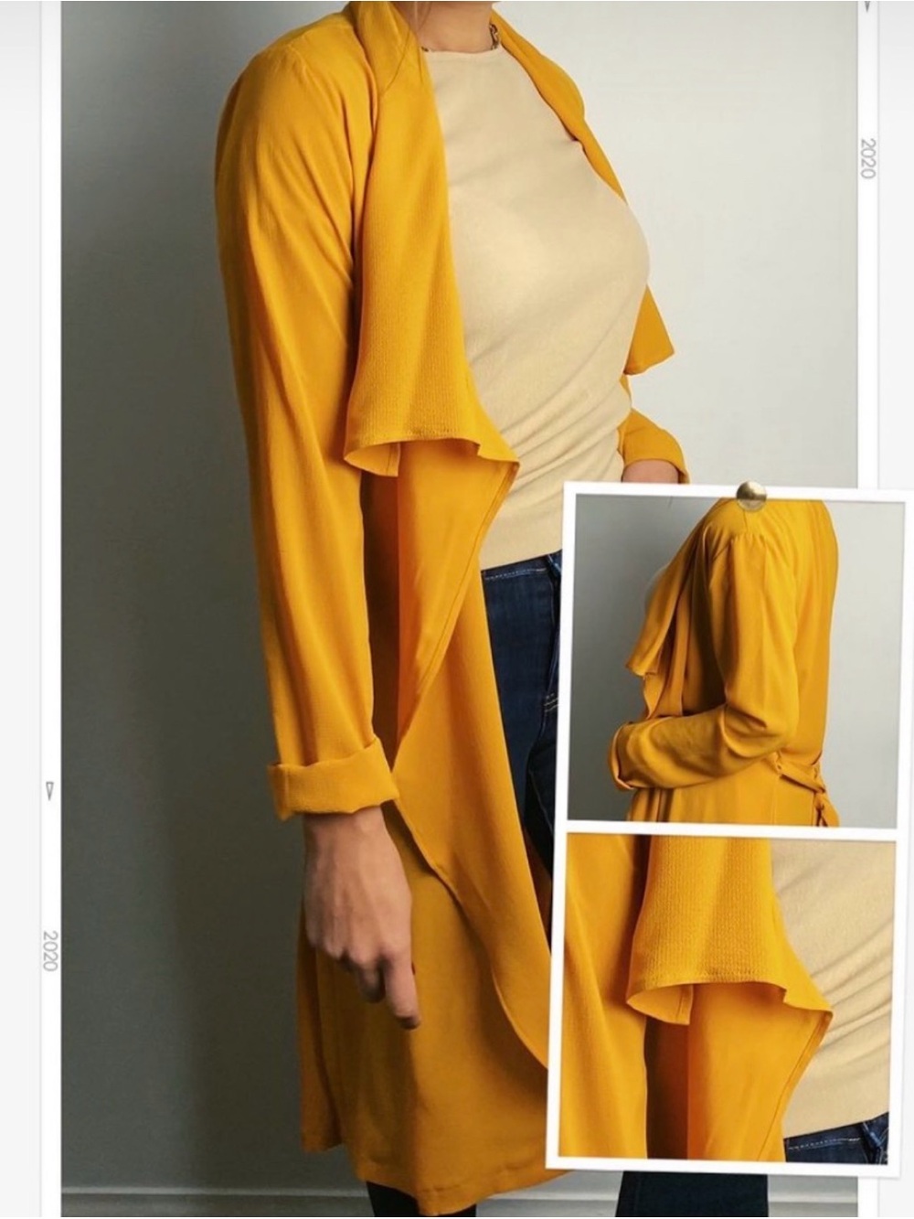 Lightweight Mustard Long Sleeve Kimono Wrap